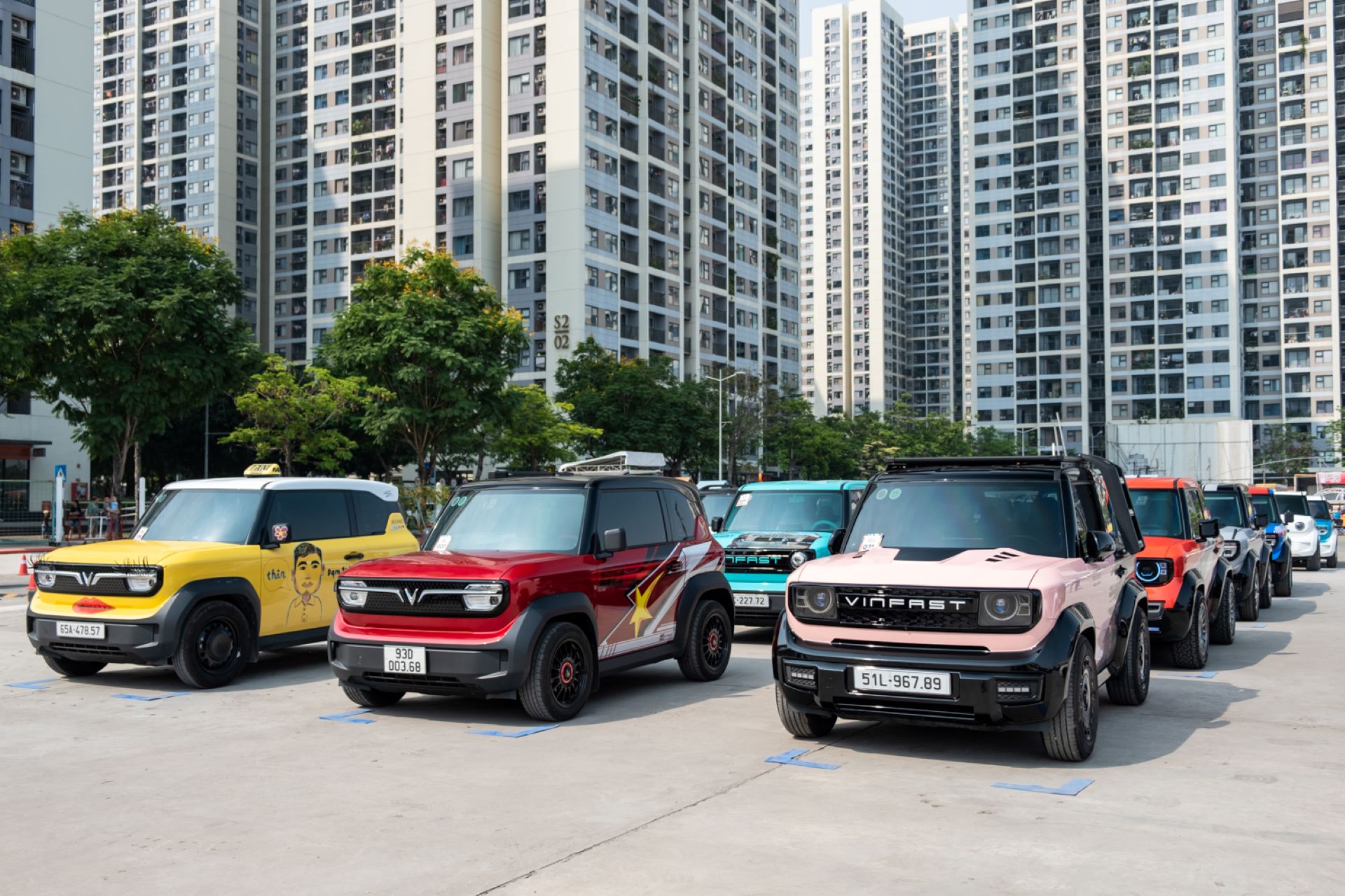 Dàn xe VinFast VF3 nhiều màu sắc